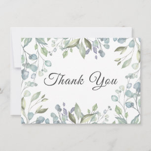 Tarjeta de agradecimiento de boda floral de follaj