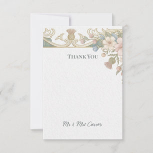 Tarjeta de agradecimiento de boda floral de jardín