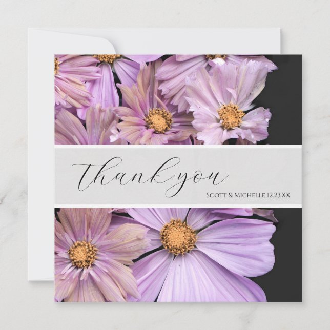 Tarjeta de agradecimiento de boda floral de lavand (Anverso)