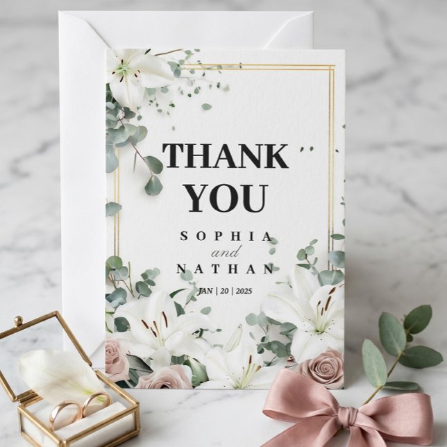 Tarjeta de agradecimiento de boda floral de lirio  (Subido por el creador)