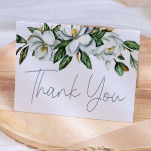Tarjeta de agradecimiento de boda floral de magnol