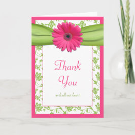 Tarjeta de agradecimiento de boda floral de margar