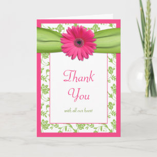 Tarjeta de agradecimiento de boda floral de margar