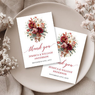 Tarjeta de agradecimiento de boda floral de otoño