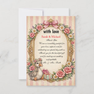 Tarjeta de agradecimiento de boda floral de patito