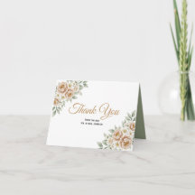 Tarjeta de agradecimiento de boda floral de peonía