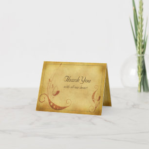 Tarjeta de agradecimiento de boda floral de pergam