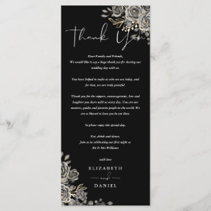 Tarjeta de agradecimiento de boda floral de rosas