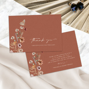 Tarjeta de agradecimiento de boda floral de terrac