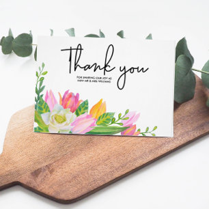 Tarjeta de agradecimiento de boda floral de tulipá