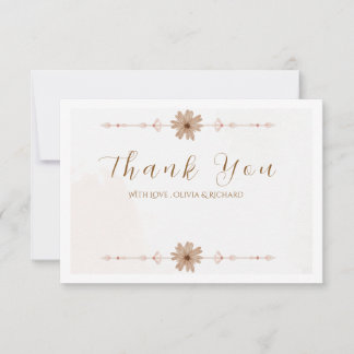 Tarjeta de agradecimiento de boda floral elegante