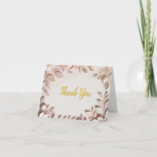 Tarjeta de agradecimiento de boda floral elegante (Anverso)