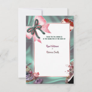 Tarjeta de agradecimiento de boda floral elegante 