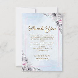 Tarjeta de agradecimiento de boda floral elegante