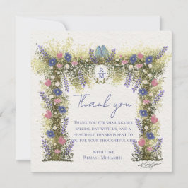 Tarjeta de agradecimiento de boda floral elegante