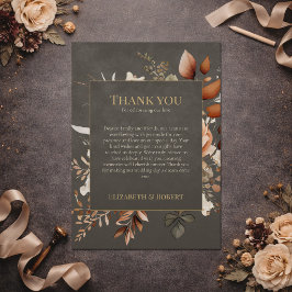 Tarjeta de agradecimiento de boda floral elegante 
