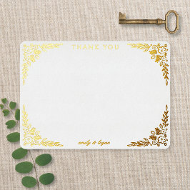 Tarjeta de agradecimiento de boda floral elegante
