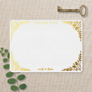 Tarjeta de agradecimiento de boda floral elegante 