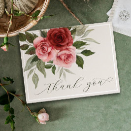 Tarjeta de agradecimiento de boda floral elegante