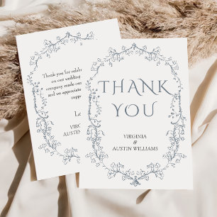 Tarjeta de agradecimiento de boda floral elegante 