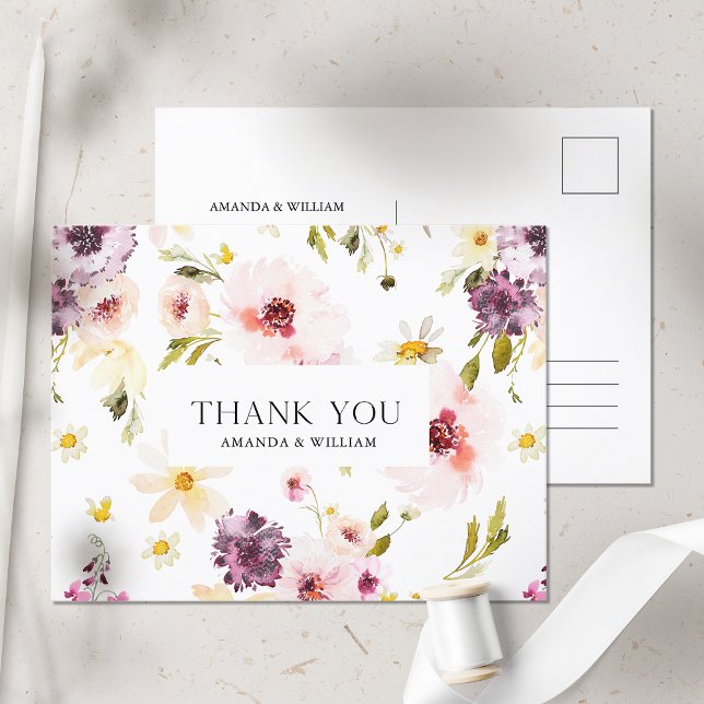 Tarjeta de agradecimiento de boda floral elegante (Subido por el creador)