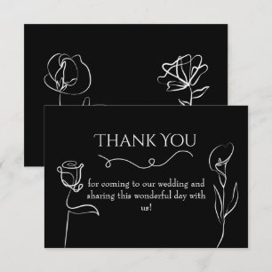 Tarjeta de agradecimiento de boda floral elegante