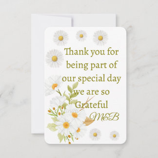 Tarjeta de agradecimiento de boda floral elegante