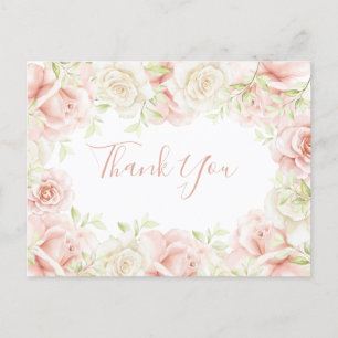 Tarjeta de agradecimiento de boda floral elegante 