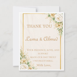 Tarjeta de agradecimiento de boda floral elegante 