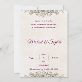 Tarjeta de agradecimiento de boda floral elegante