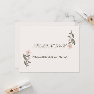 Tarjeta de agradecimiento de boda floral elegante