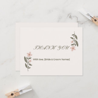 Tarjeta de agradecimiento de boda floral elegante