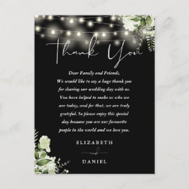 Tarjeta de agradecimiento de boda floral en blanco