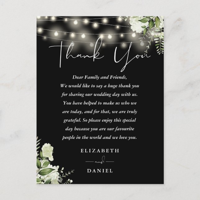 Tarjeta de agradecimiento de boda floral en blanco (Anverso)