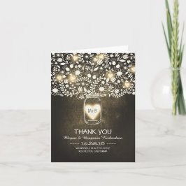 Tarjeta de agradecimiento de boda floral en frasco