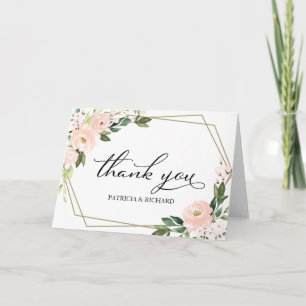 Tarjeta de agradecimiento de boda floral geométric