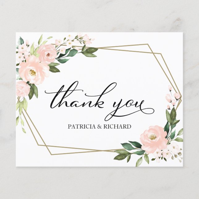 Tarjeta de agradecimiento de boda floral geométric (Anverso)