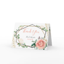 Tarjeta de agradecimiento de boda floral geométric