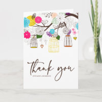 Tarjeta de agradecimiento de boda floral jaulas pa