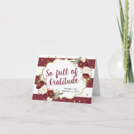 Tarjeta de agradecimiento de boda floral Marsala r