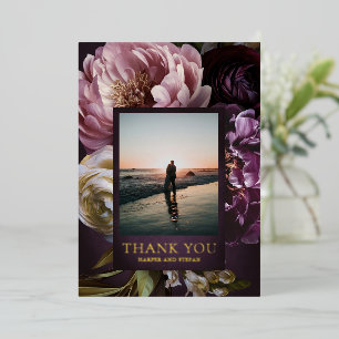 Tarjeta de agradecimiento de boda floral maximalis