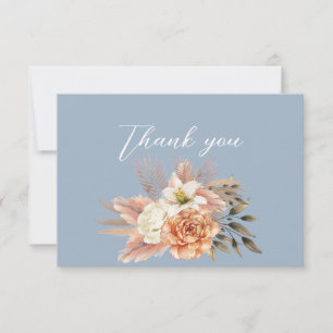 Tarjeta de agradecimiento de boda floral melocotón