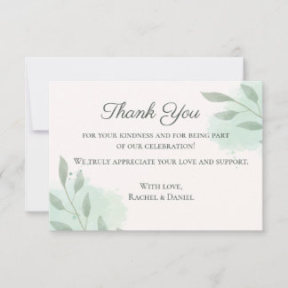 Tarjeta de agradecimiento de boda floral minimalis