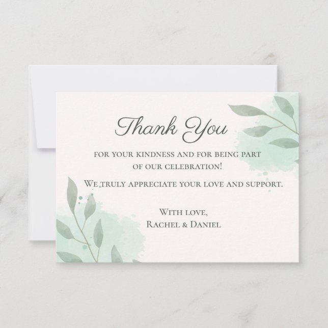 Tarjeta de agradecimiento de boda floral minimalis (Anverso)