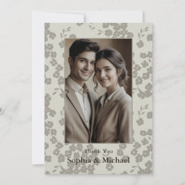 Tarjeta de agradecimiento de boda floral moderna f