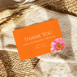 Tarjeta de agradecimiento de boda floral naranja c