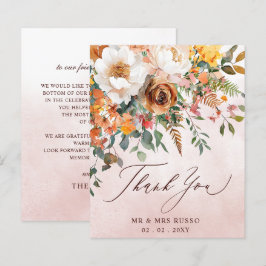 Tarjeta de agradecimiento de boda floral naranja r