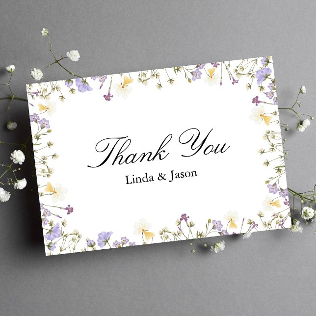 Tarjeta de agradecimiento de boda floral neutral e (Elegant neutral floral thank you card shares heartfelt gratitude with timeless charm.)
