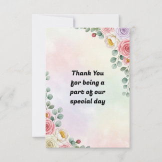 Tarjeta de agradecimiento de boda floral pastel el