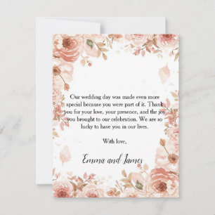 Tarjeta de agradecimiento de boda floral personali